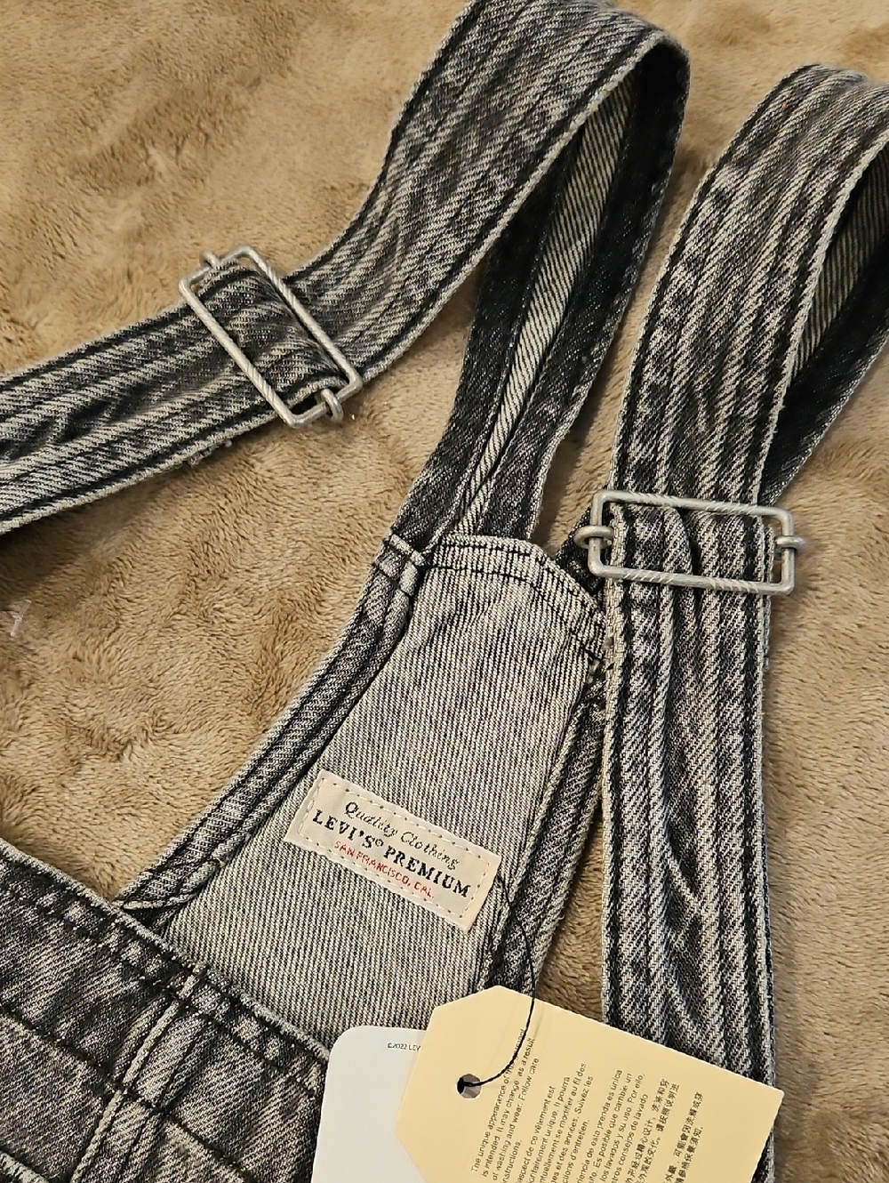 Levi's Gray Washed Denim Overalls - Picture 9 of 12
